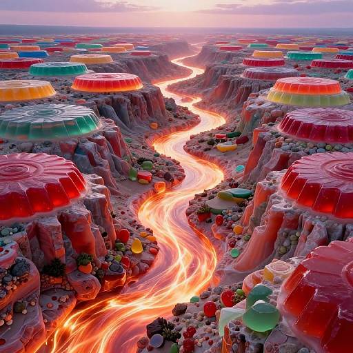 Glowing Jam Rivers Through Candy Canyons