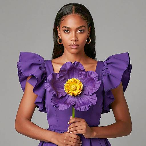 Elegant Woman in Purple Dress Portrait