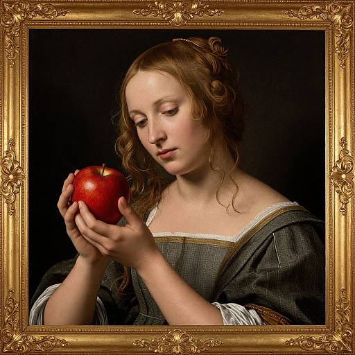 Renaissance Woman with Red Apple