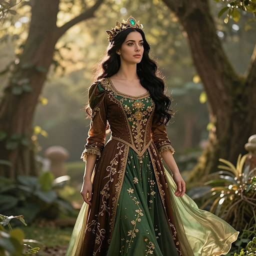 Regal Woman in Enchanted Garden