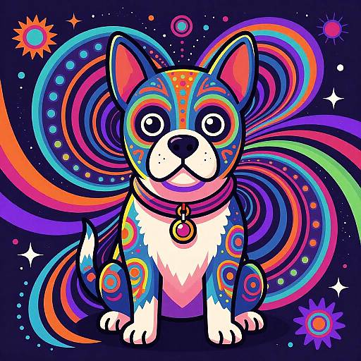 Psychedelic Neon Dog Art