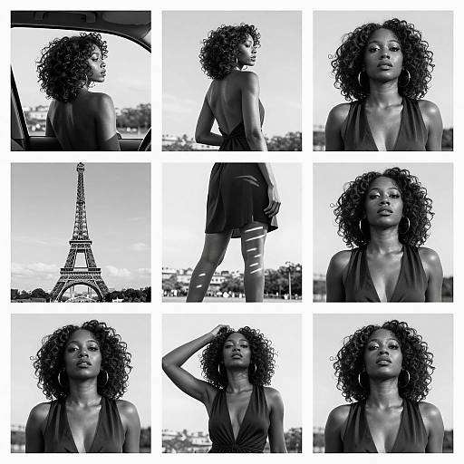 Black and White Fashion Collage with Eiffel Tower