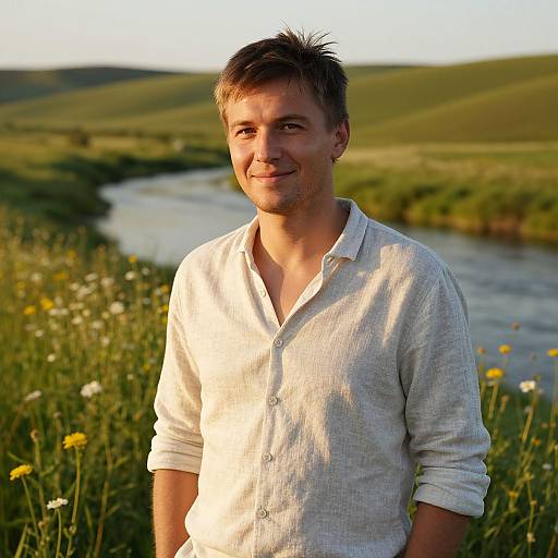 Handsome Man in Russian Countryside