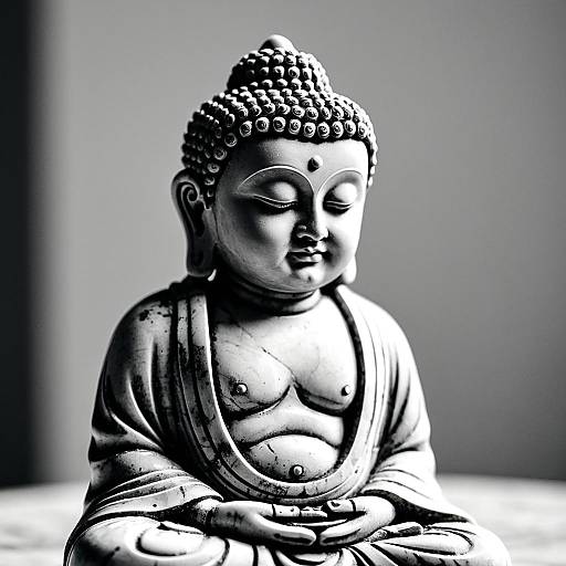 Serene Buddha Marble Statue