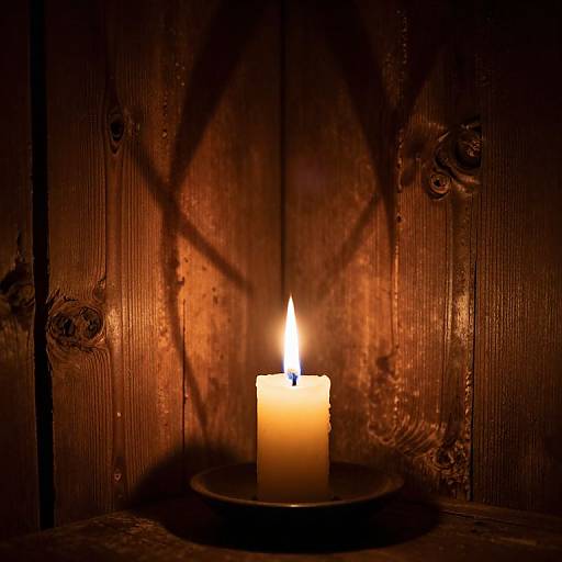 Quivering Candle Flame in Rustic Room
