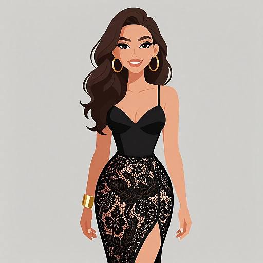 Chic Smiling Woman in Elegant Outfit