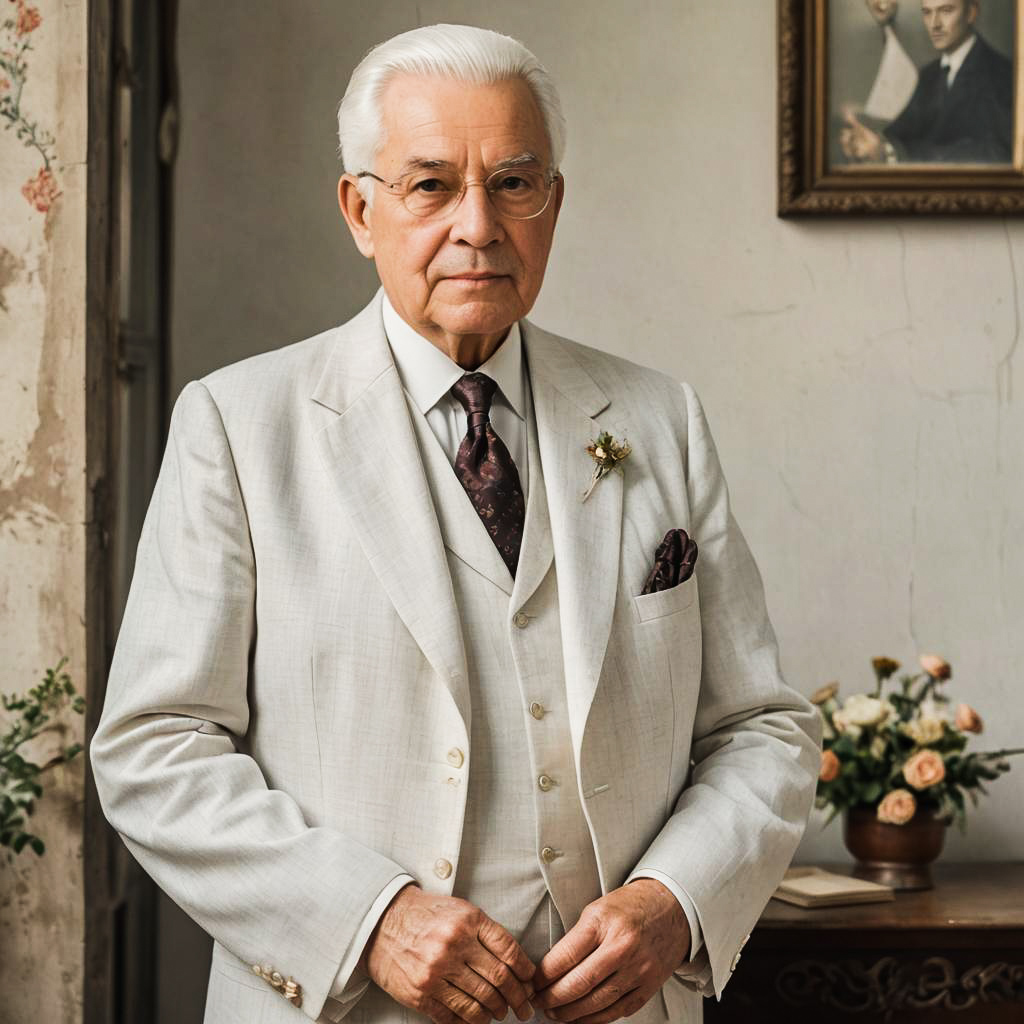 Proud Grandfather in Vintage Wedding Attire