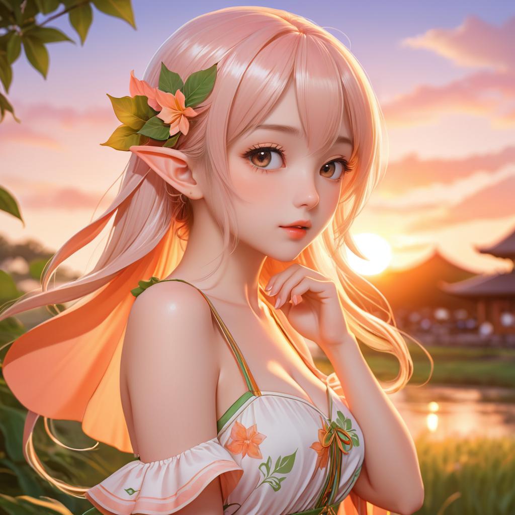 Playful Elf Girl in Summer Glow