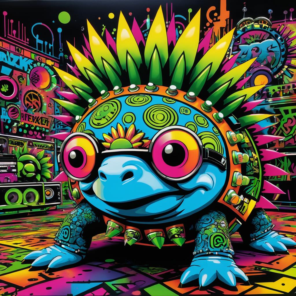 Punk Rock Turtle in Vibrant Underground Art