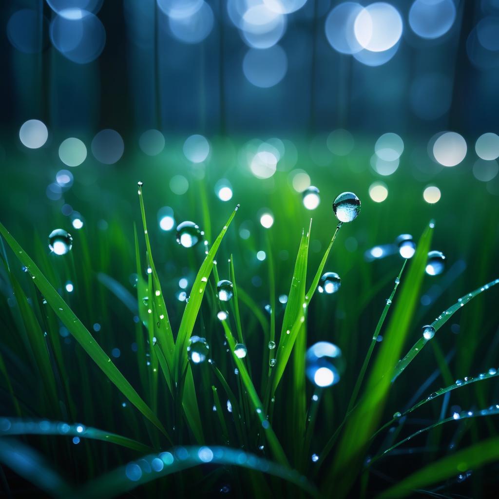 Enchanting Raindrops on Grass in Macro