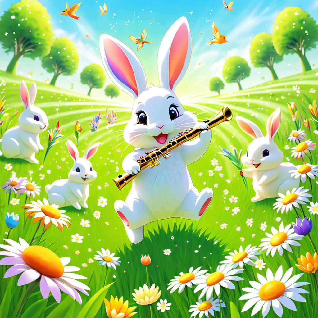 Joyful Bunny Spreading Music in Nature