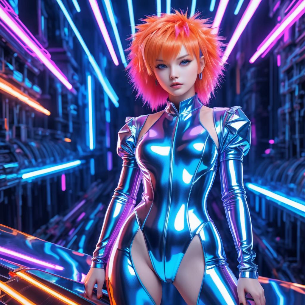 Futuristic Anime Girl with Spiky Hair