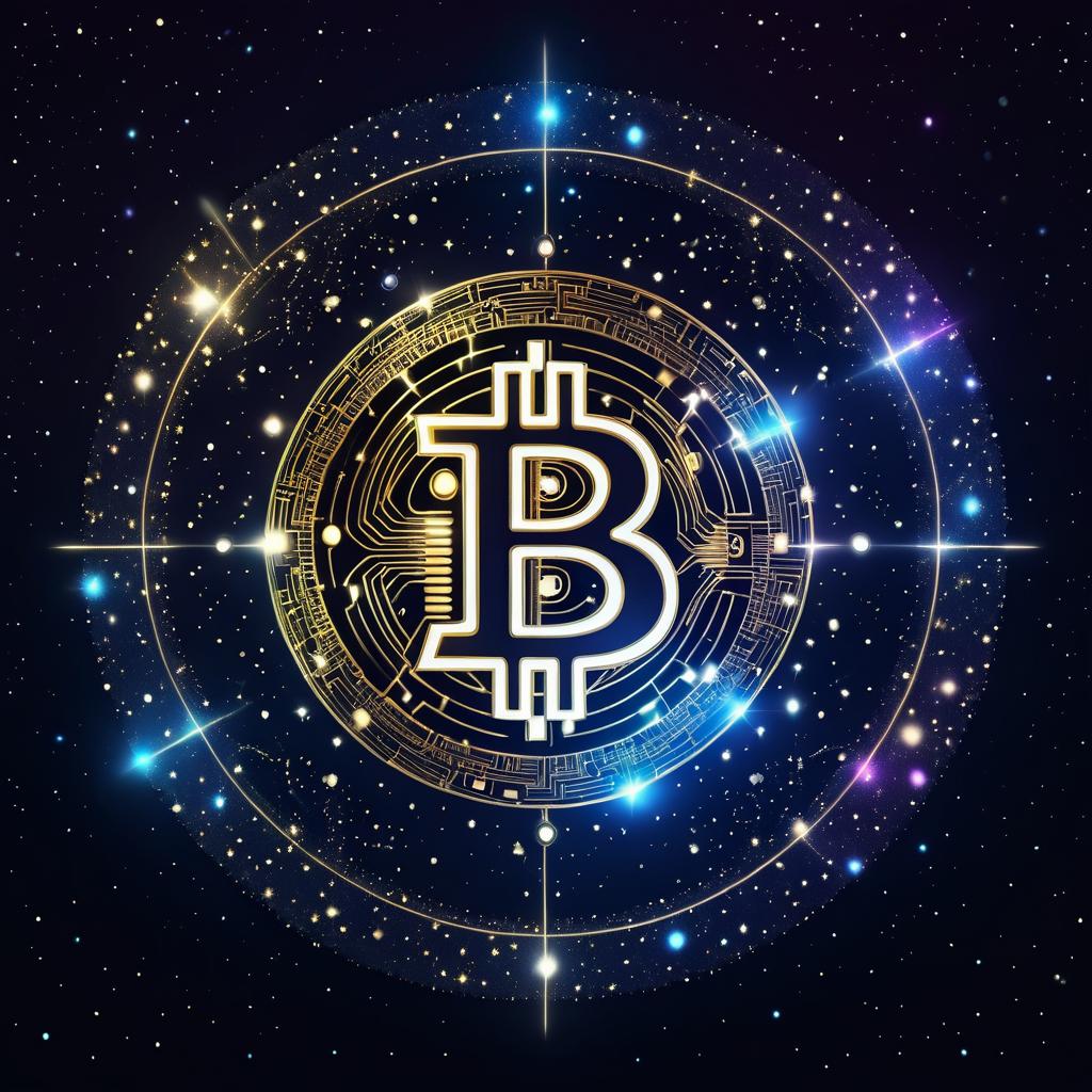 Cosmic Bitcoin Logo in a Night Sky