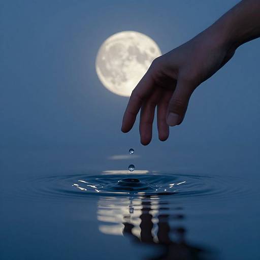 Moonlit Fingers Over Rippling Water