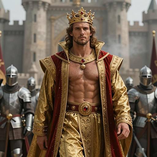 Regal King in Medieval Fantasy Setting