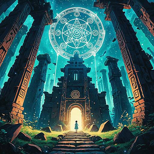 Mystical Seeress in Enchanted Ancient Ruins