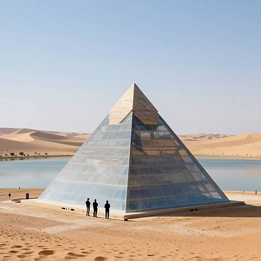 Transparent Pyramid by Desert Lake