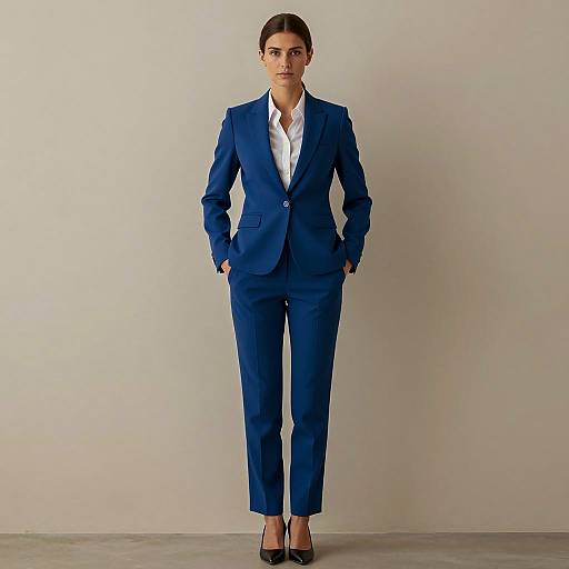 Confident Businesswoman in Blue Suit