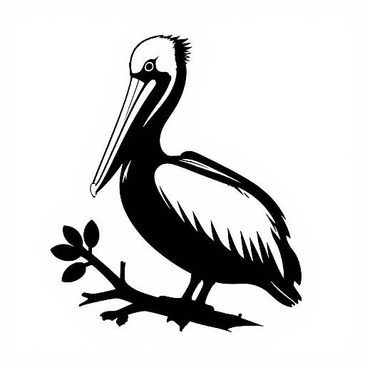 Black & White Pelican Silhouette Logo