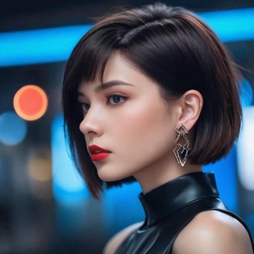 Portrait of Stylish Woman with Short Hair