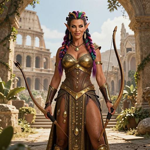 Mature Amazon Warrior in Roman Ruins