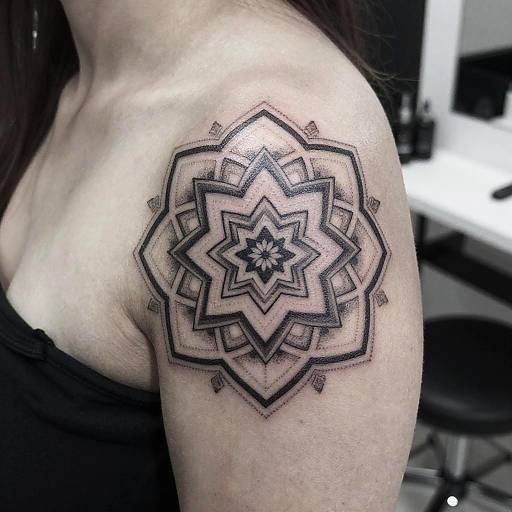 Geometric Mandala Shoulder Tattoo