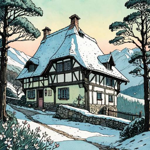 Cozy Medieval European Cottage in Winter