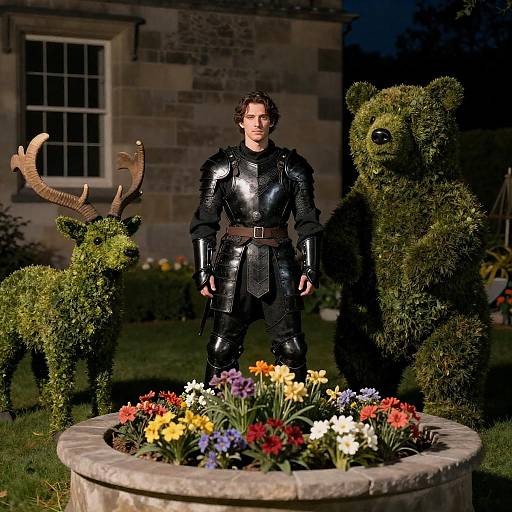 Night Garden Guardian in Black Armor