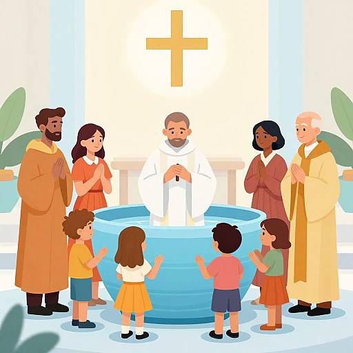 Colorful Modern Catholic Baptism Illustration