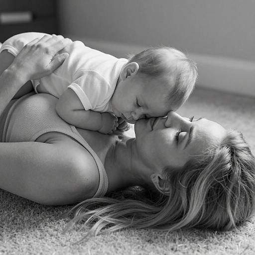 Tender Moment: Mother and Child in B&W