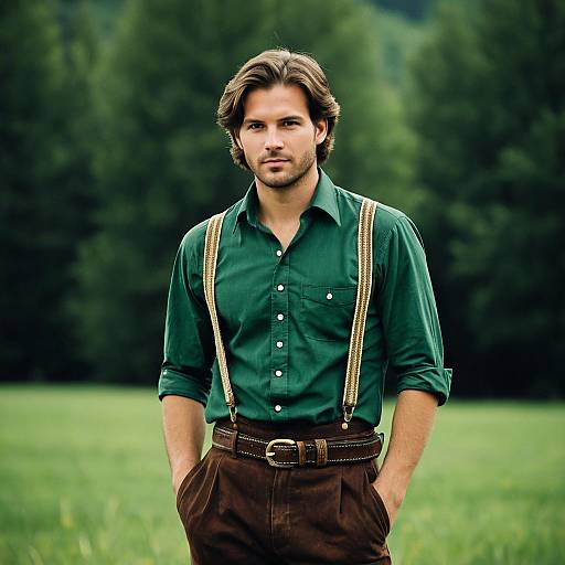 Realistic Bavarian Costume Portrait of Boy