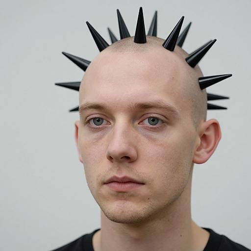 Bald Man with Black Spike Portrait