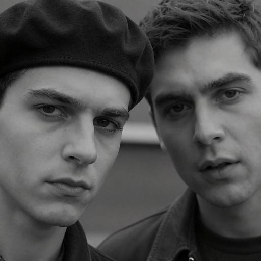Black-and-white Close-up of Two Men with Intense Expressions