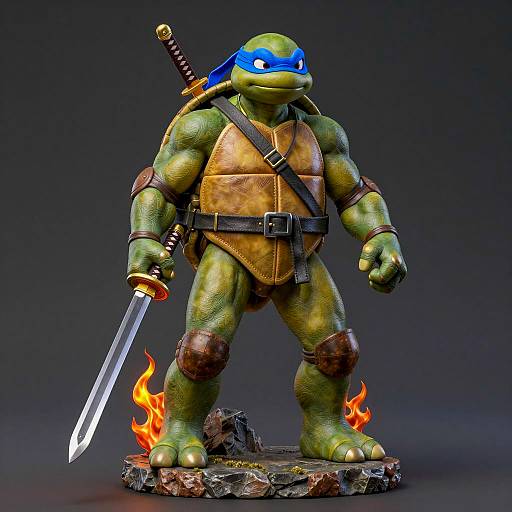 Realistic Michelangelo Turtle Statue Artwork
