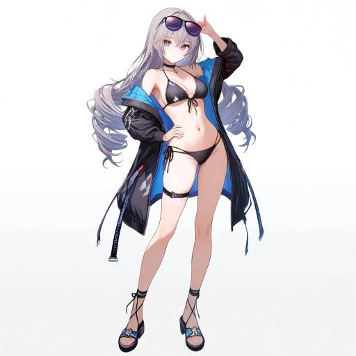 Stylish Girl in Black Bikini Pose