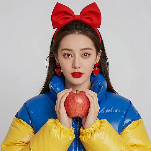 Bold Fashion Statement with a Red Apple