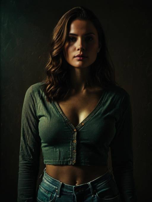 Woman in Sheer Plastic Crop Top and Denim Jeans