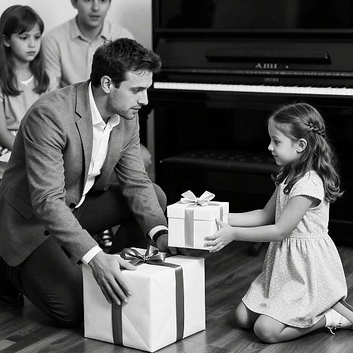 Emotional Family Moment in Black and White