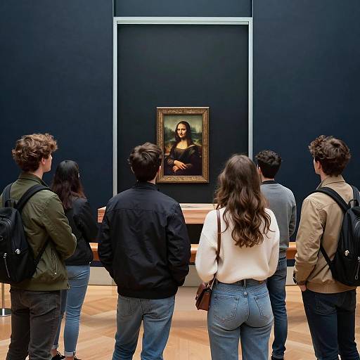 Captivated Young Adults in Louvre Museum