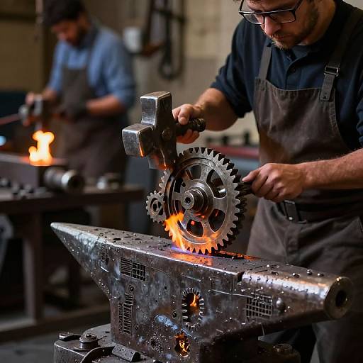 Automated Blacksmith Crafting Metal Sculptures