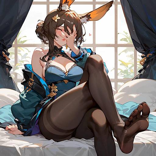 Amiya Rabbit Girl in Sunlit Bedroom