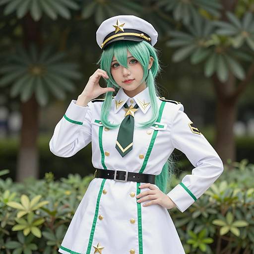 Anime-Inspired Military Cosplay in Nature