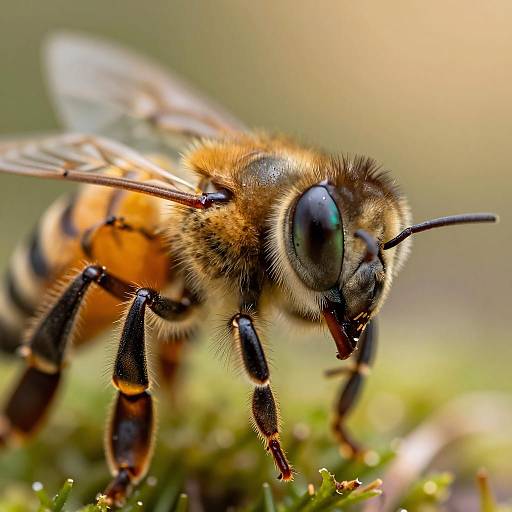 Hyper-Detailed Close-Up of Honey Bee