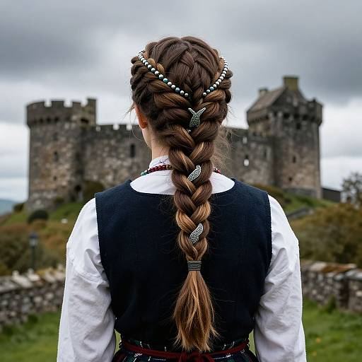 Scottish Braided Woman in Clan Dress