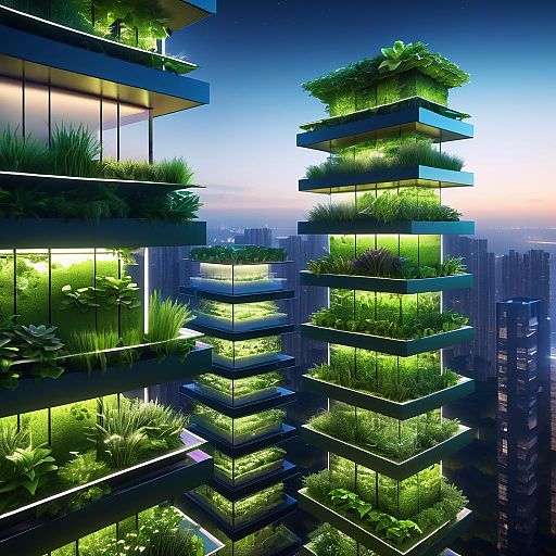 Futuristic Vertical Gardens in Urban Skyline Futuristic Vertical Gardens in Urban Skyline
