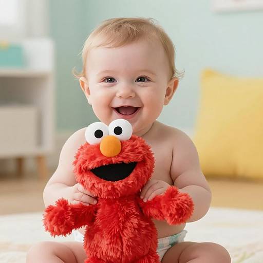 Smiling Baby with Elmo Plush