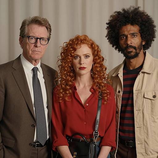 Portrait of Three People with Intense Expressions