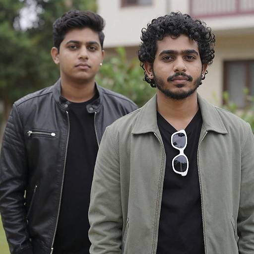 Two Young Men in Garden Portrait
