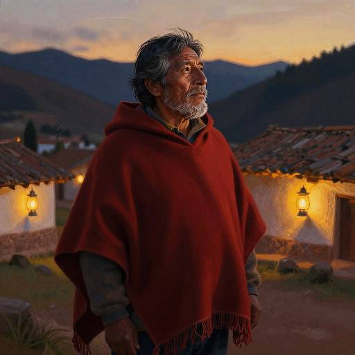 Andean Man at Dusk in Gouache