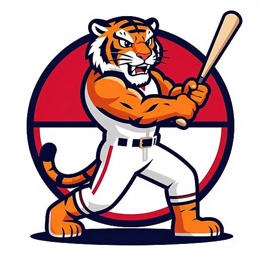 Muscular Tiger Baseball Logo
